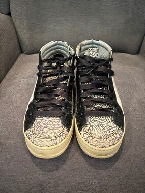 P448 Women's High-Top Sneakers in Black, Cream